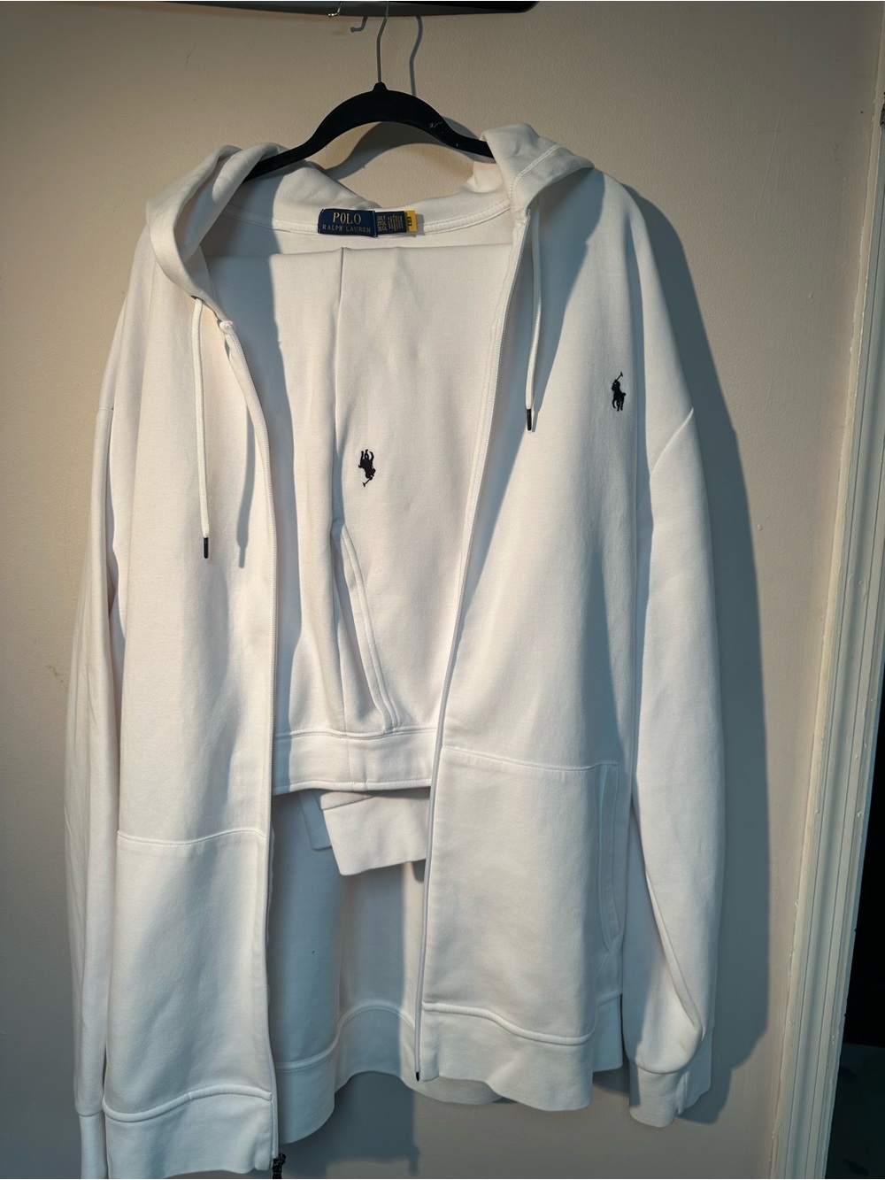 Polo by Ralph Lauren White Zip Hoodie jogging suit with Blue Pony